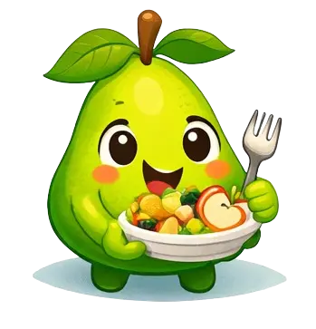 PicDiet Mascot Avocado with Healthy Food Plate